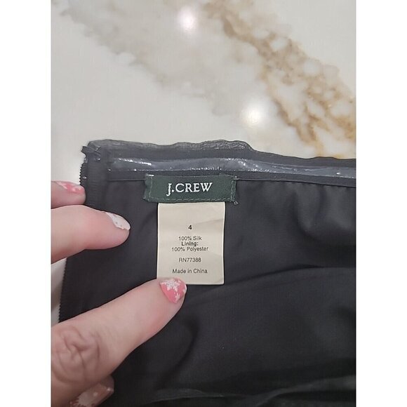 J. Crew Silk Dress Formal Emily Black Back Zip Strapless Lined Chiffon Women's 4 - Picture 5 of 8